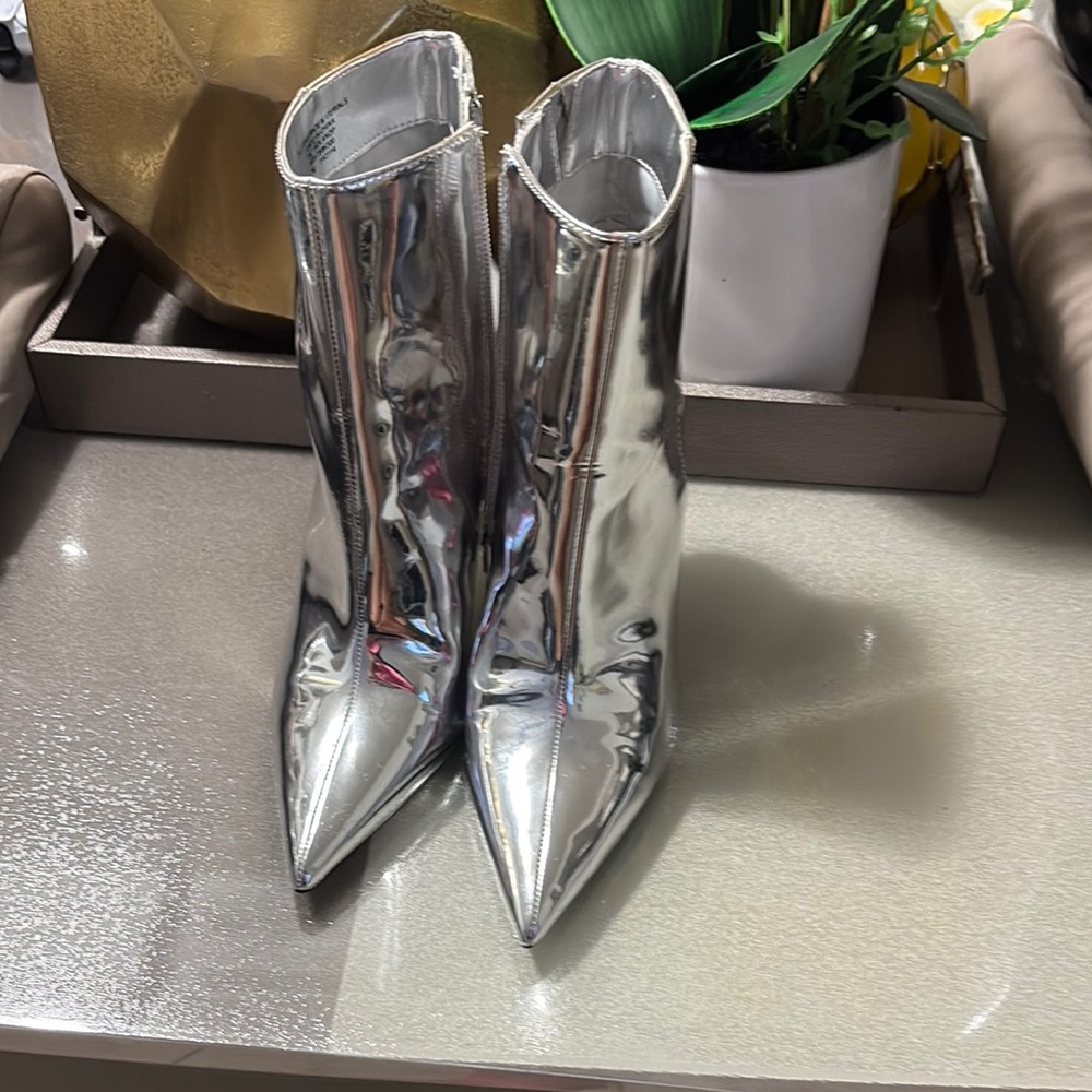 INC International Concepts Silver Ankle Booties
